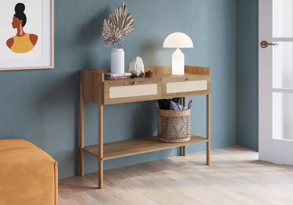 Aparador Oslo Pés Em Madeira Roble