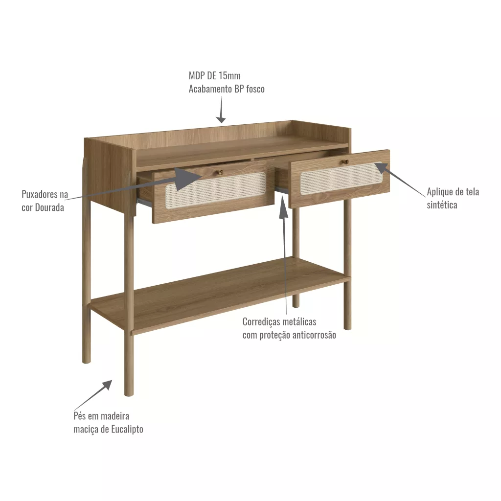 Aparador Oslo Pés Em Madeira Roble