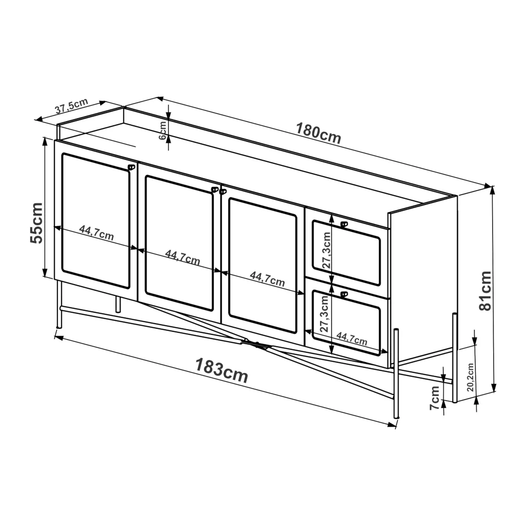 Balcão Buffet Oslo Pés Em Aço