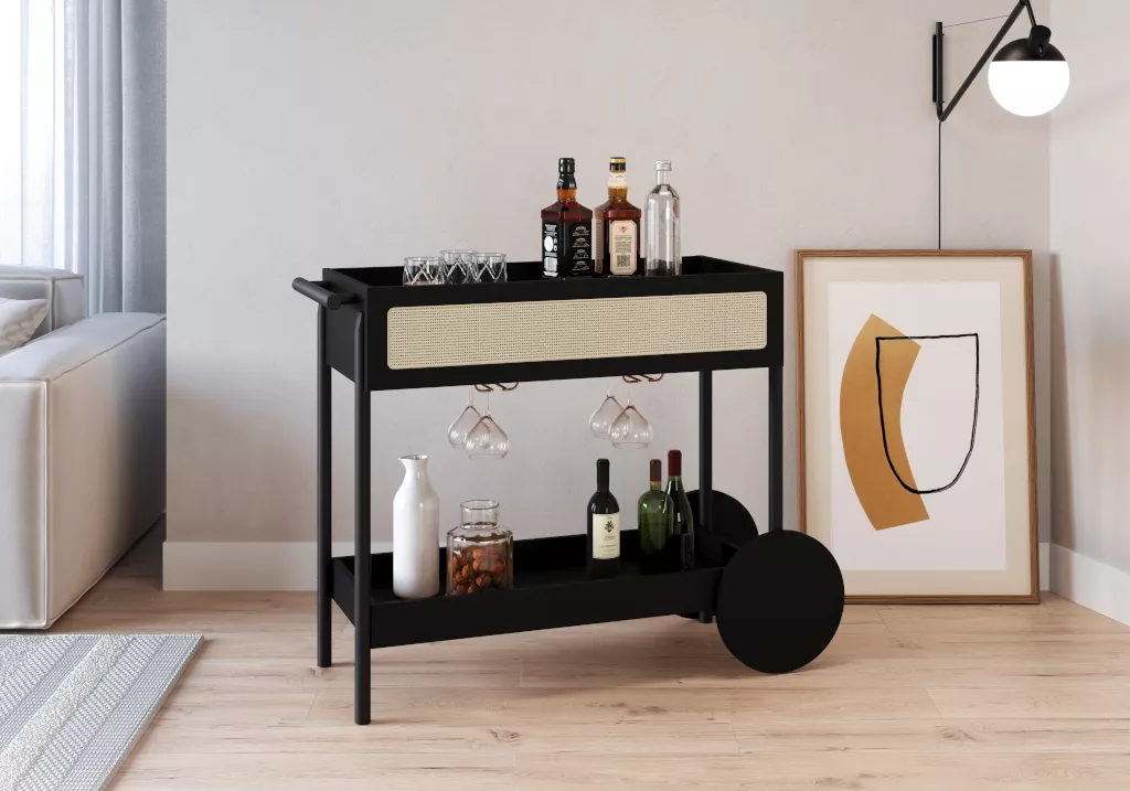 Carrinho Oslo Pés Em Madeira