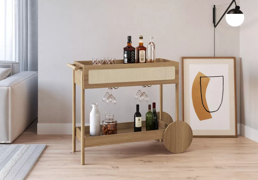 Carrinho Oslo Pés Em Madeira