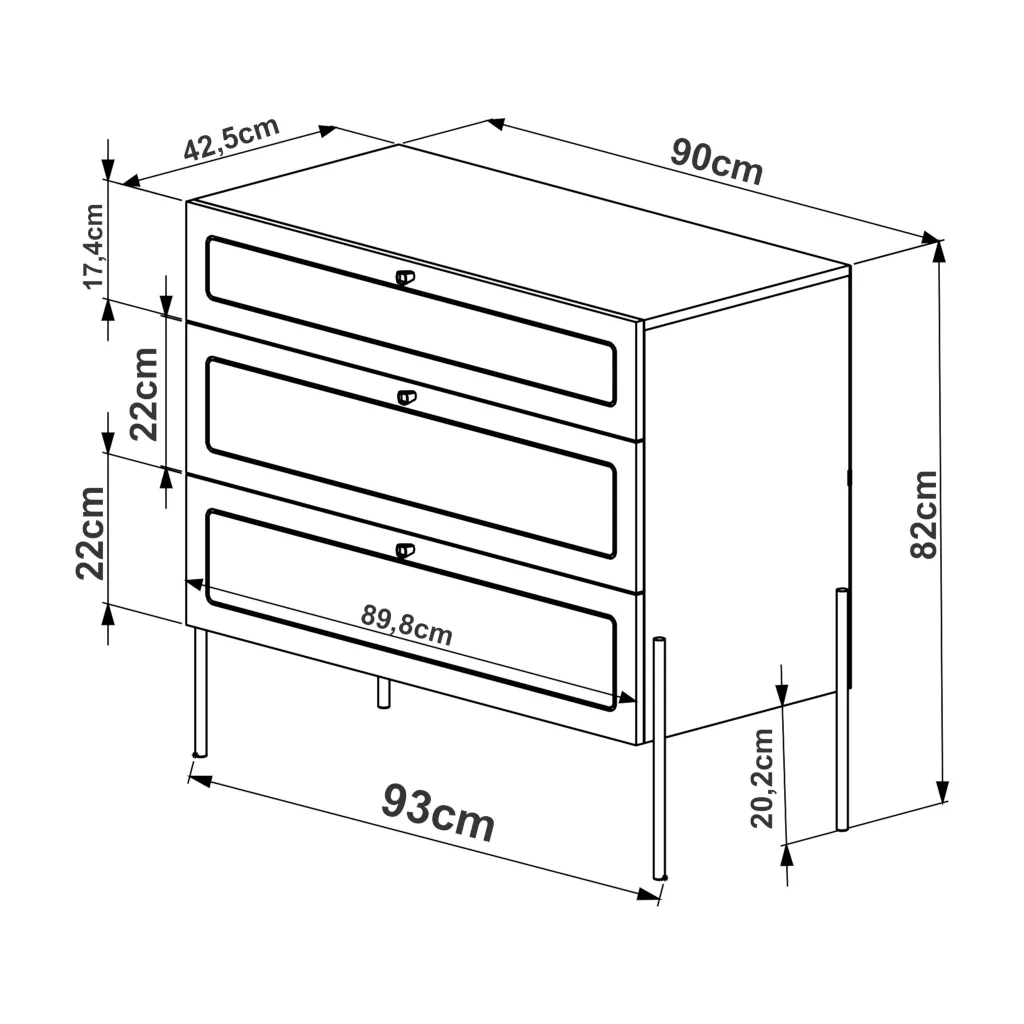 Cômoda Oslo Pés Em Aço