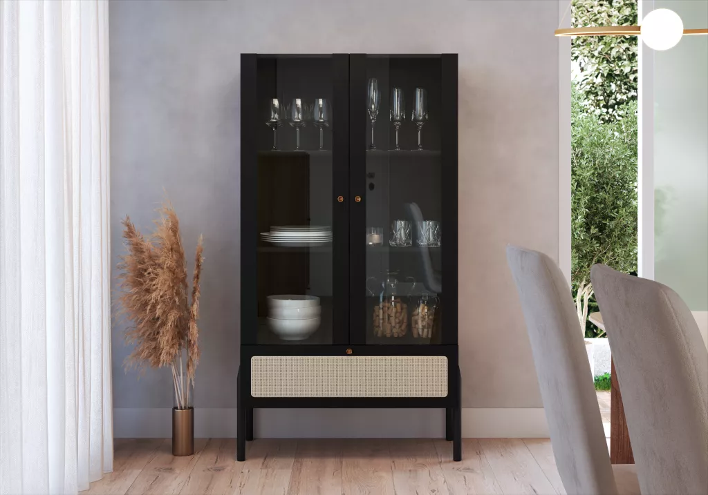 Cristaleira Oslo Pés Em Madeira