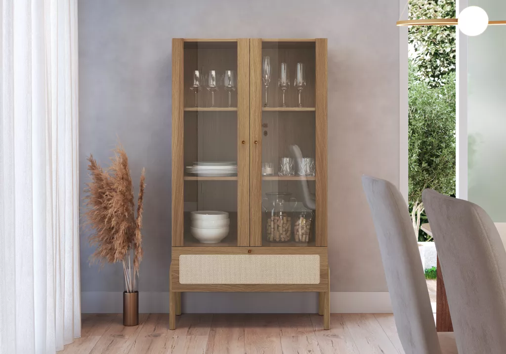 Cristaleira Oslo Pés Em Madeira