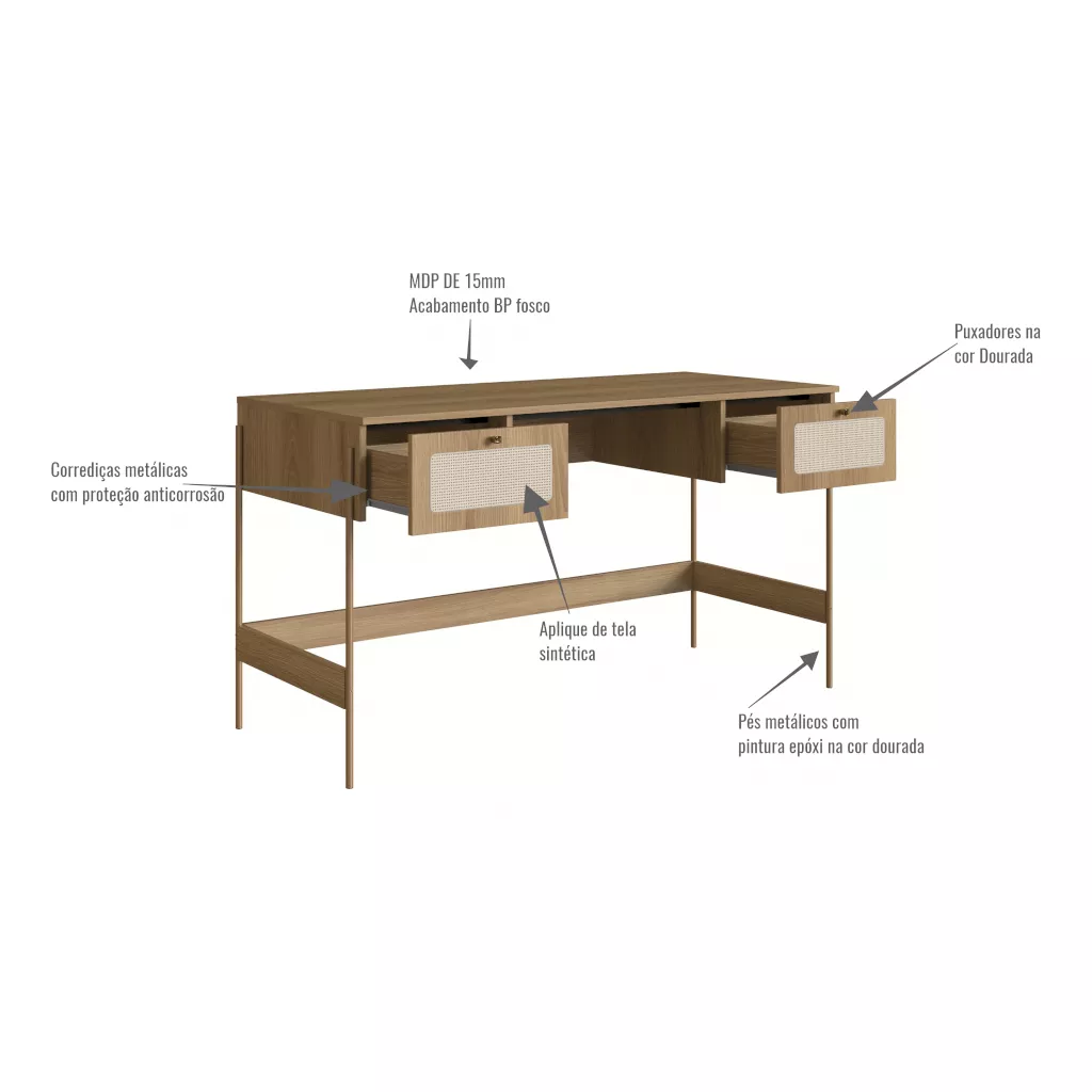 Escrivaninha Oslo Pés Em Aço
