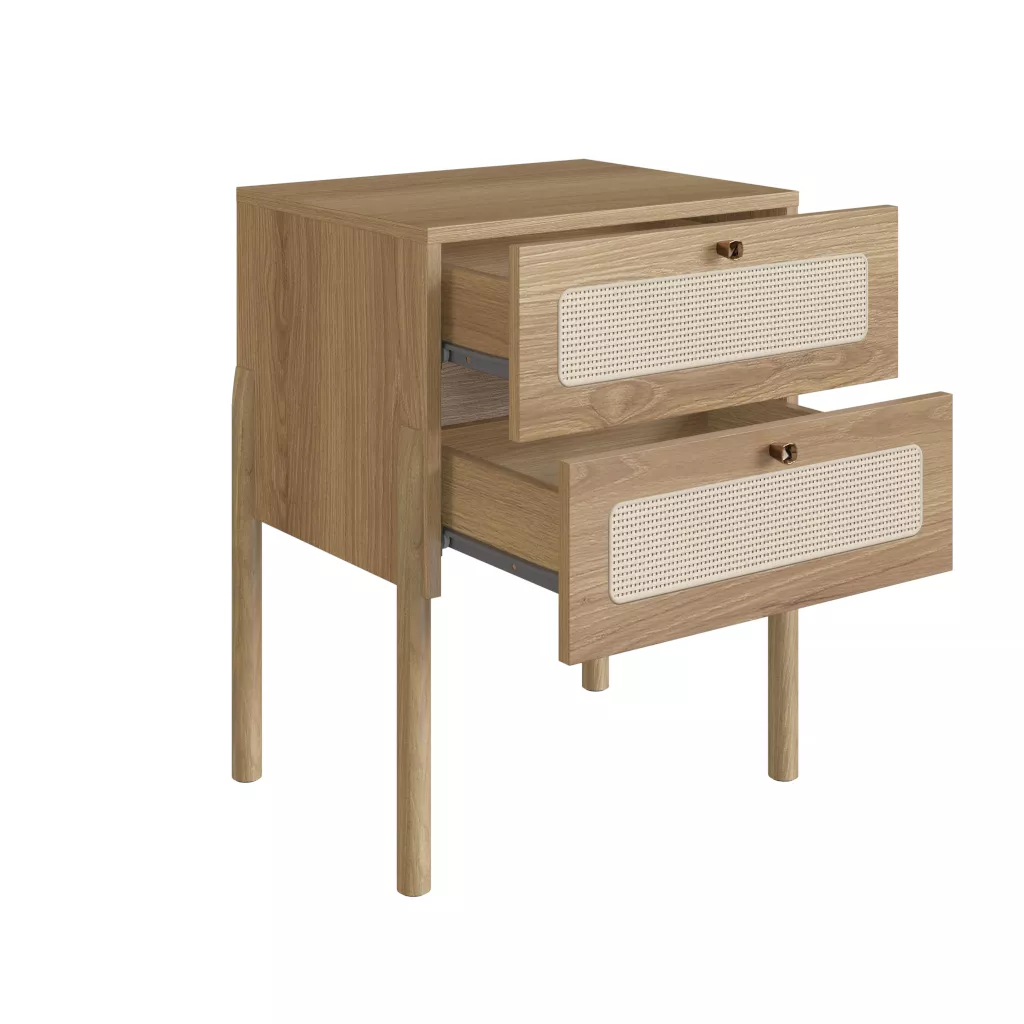 Mesa De Cabeceira Com 2 Gavetas Oslo Pés em Madeira 