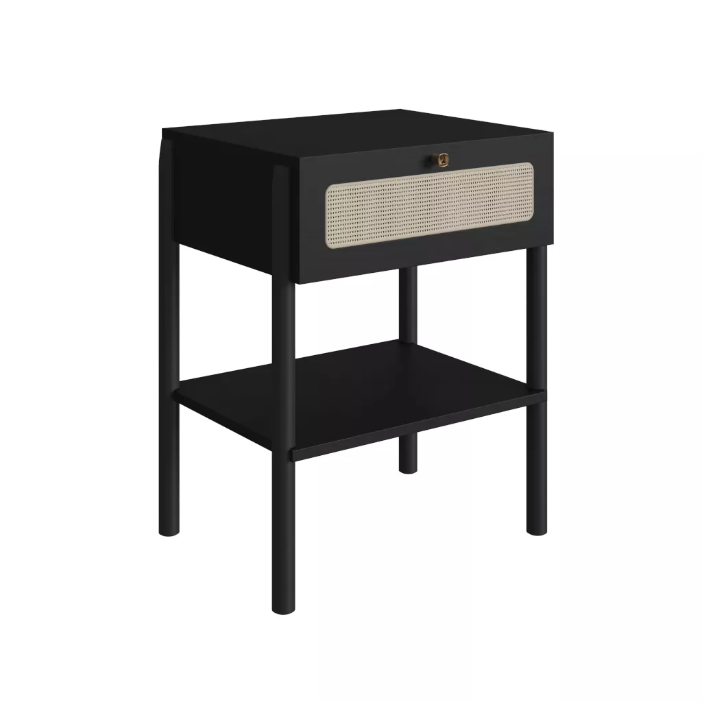 Mesa de Cabeceira Oslo Com 1 Gaveta Pés Em Madeira