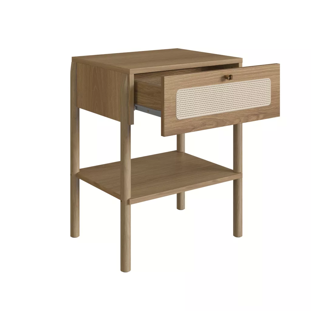 Mesa de Cabeceira Oslo Com 1 Gaveta Pés Em Madeira