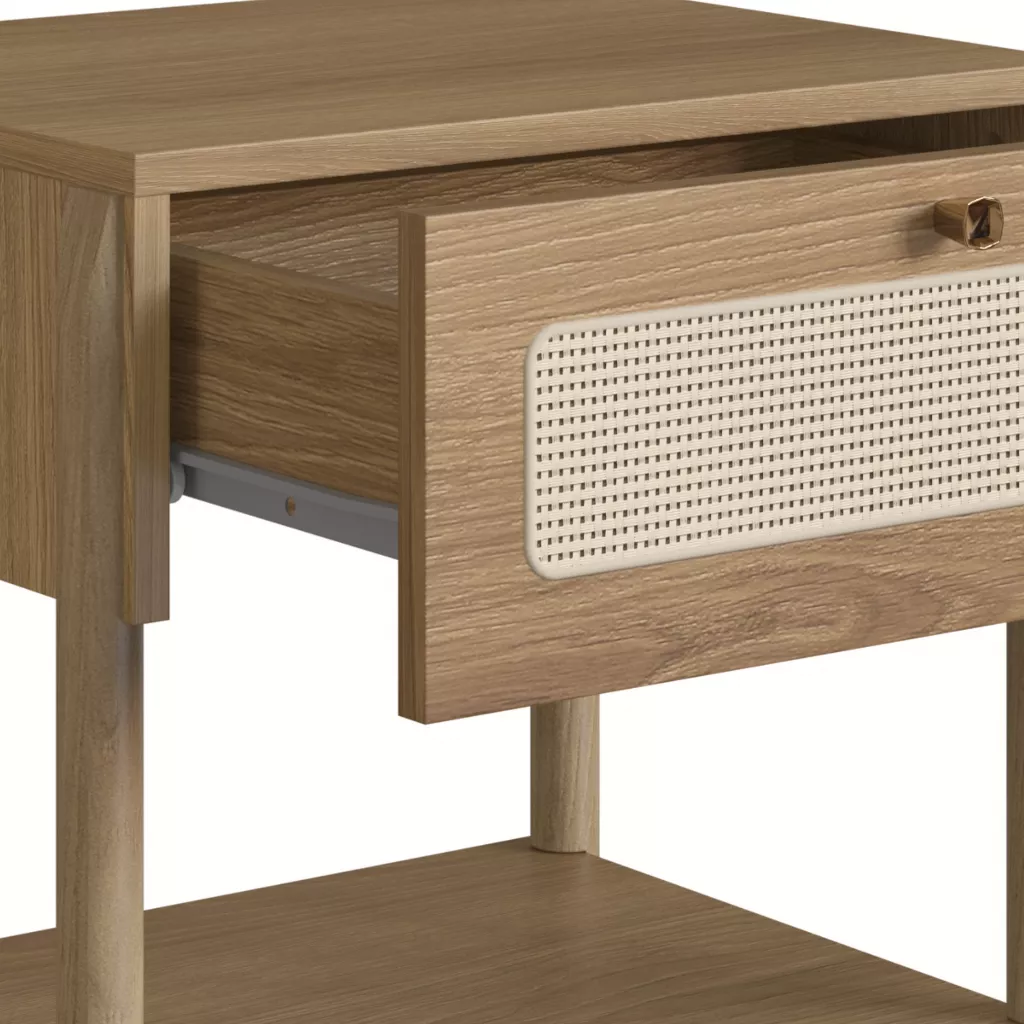 Mesa de Cabeceira Oslo Com 1 Gaveta Pés Em Madeira