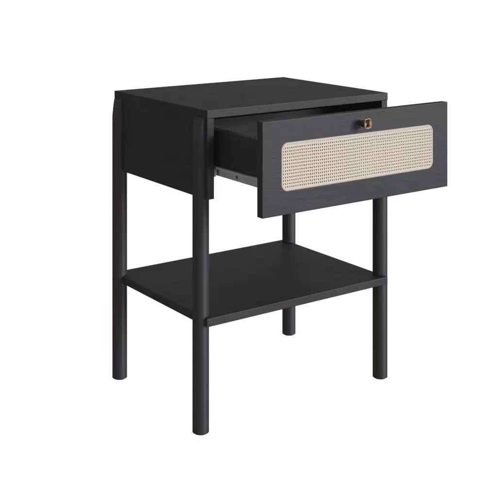 Mesa de Cabeceira Oslo Com 1 Gaveta Pés Em Madeira