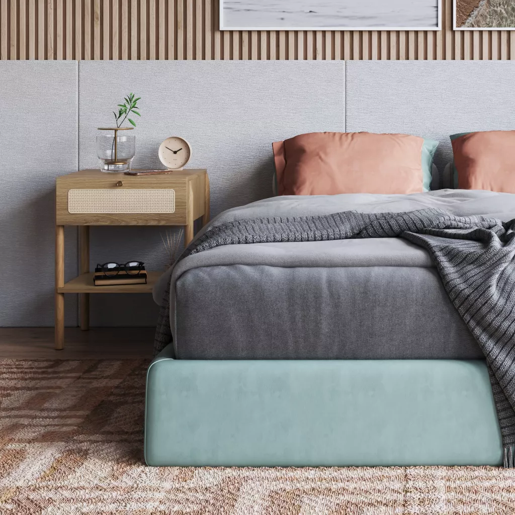 Mesa de Cabeceira Oslo Com 1 Gaveta Pés Em Madeira