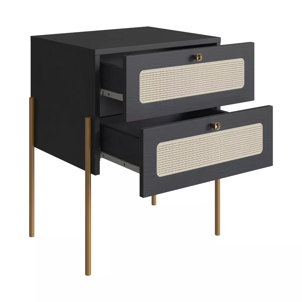 Mesa de Cabeceira Oslo Com 2 Gavetas Pés Metálicos 