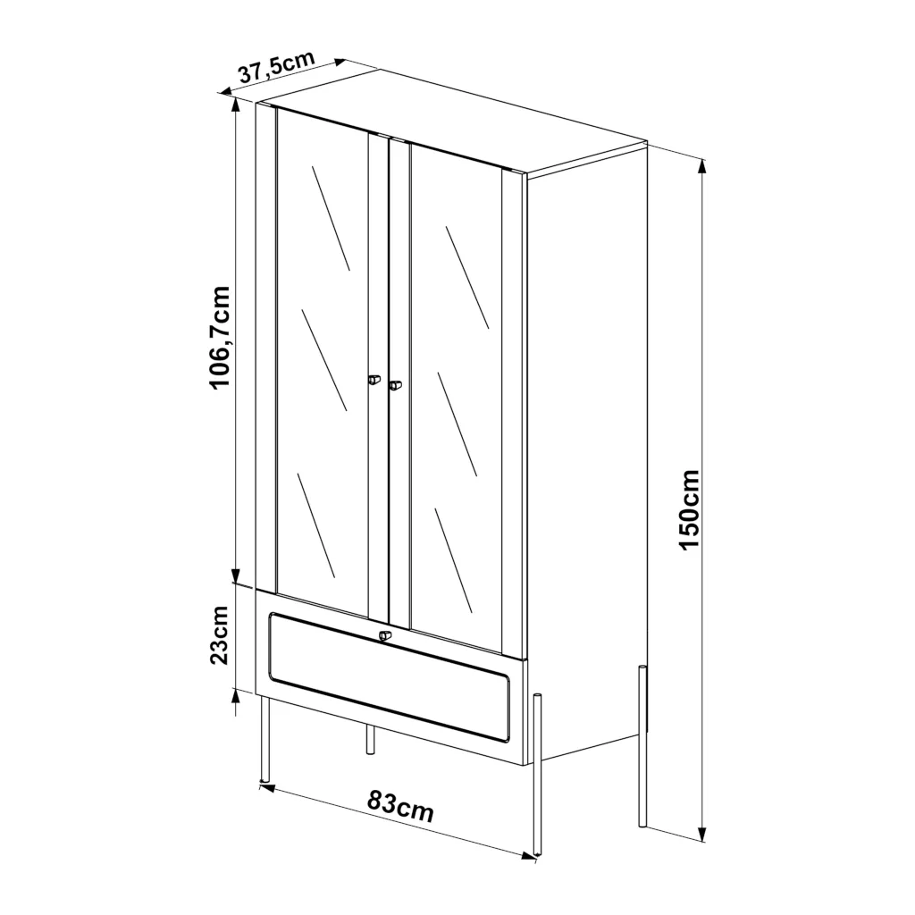 Cristaleira Oslo Pés Em Aço