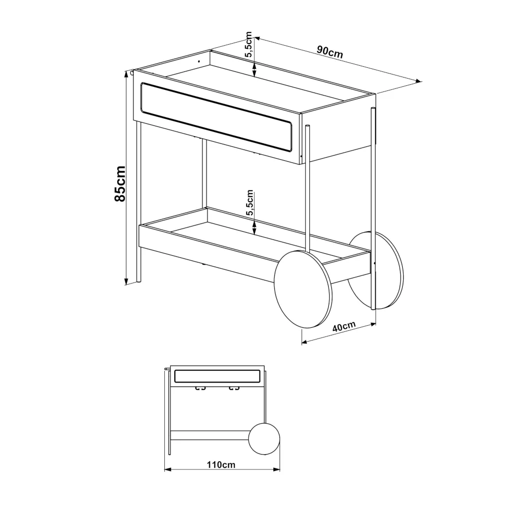 Carrinho Oslo Pés Em Aço