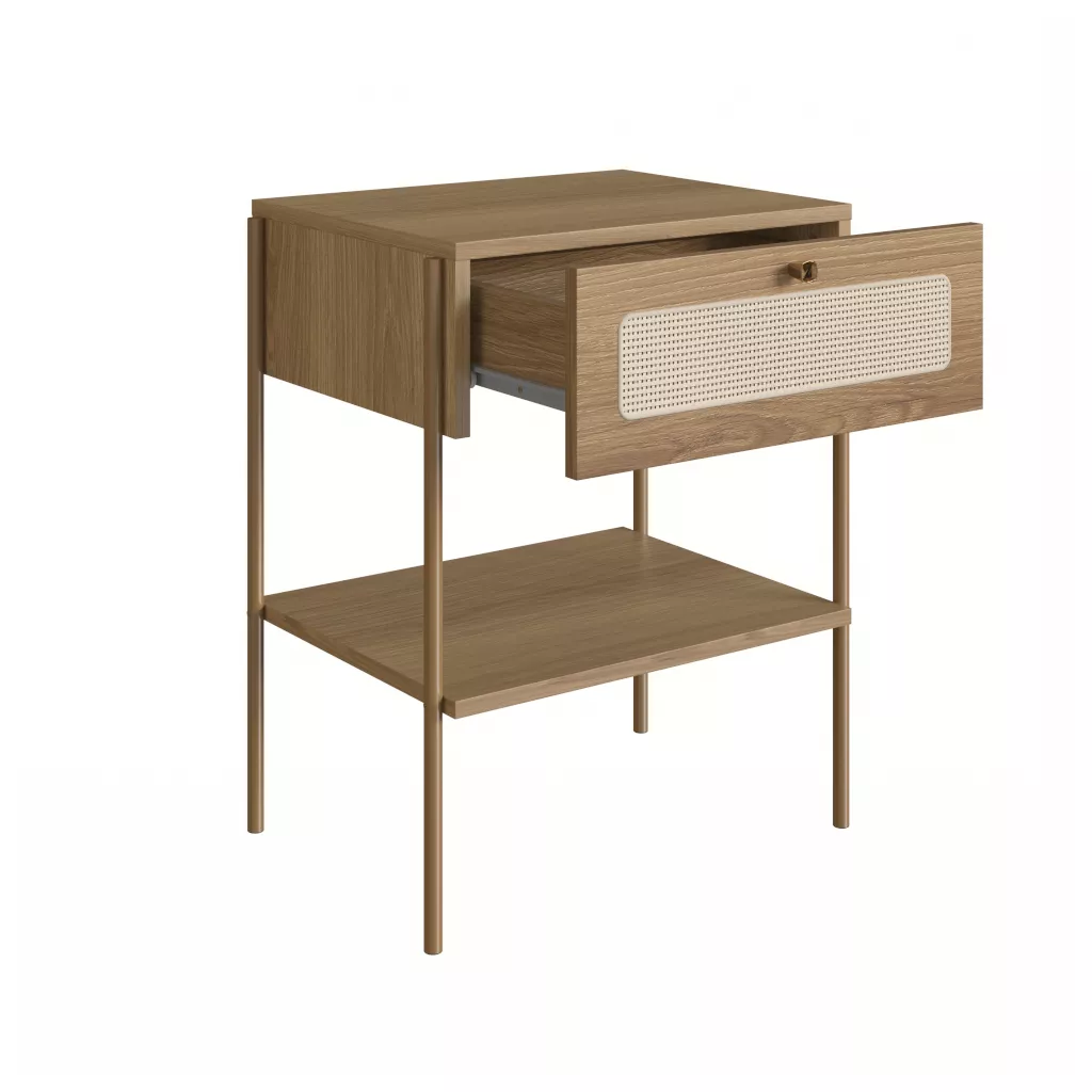 Mesa de Cabeceira Oslo Com 1 Gaveta Pés Em Aço