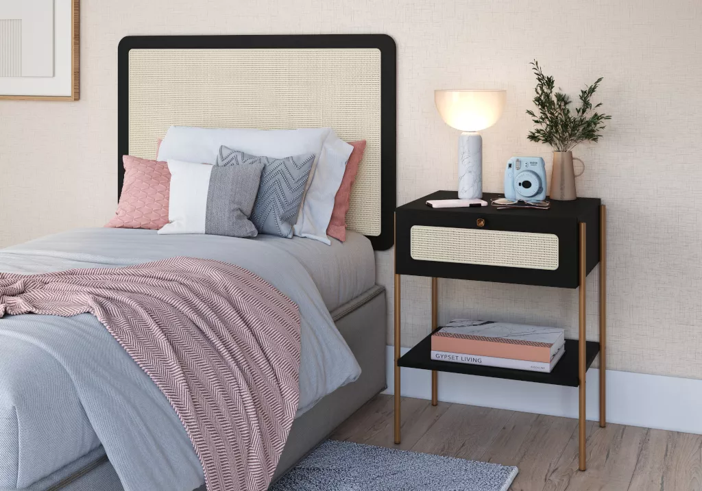 Mesa de Cabeceira Oslo Com 1 Gaveta Pés Em Aço