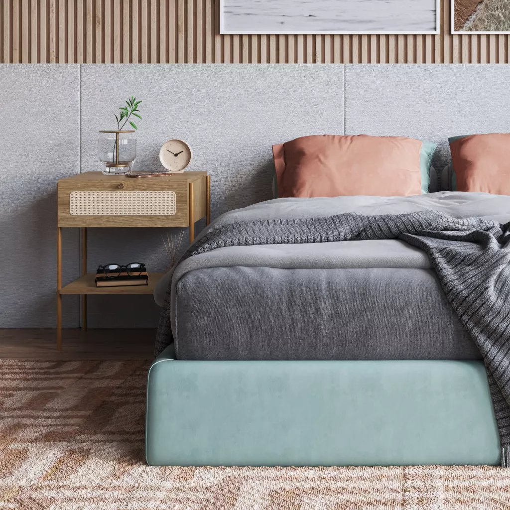 Mesa de Cabeceira Oslo Com 1 Gaveta Pés Em Aço