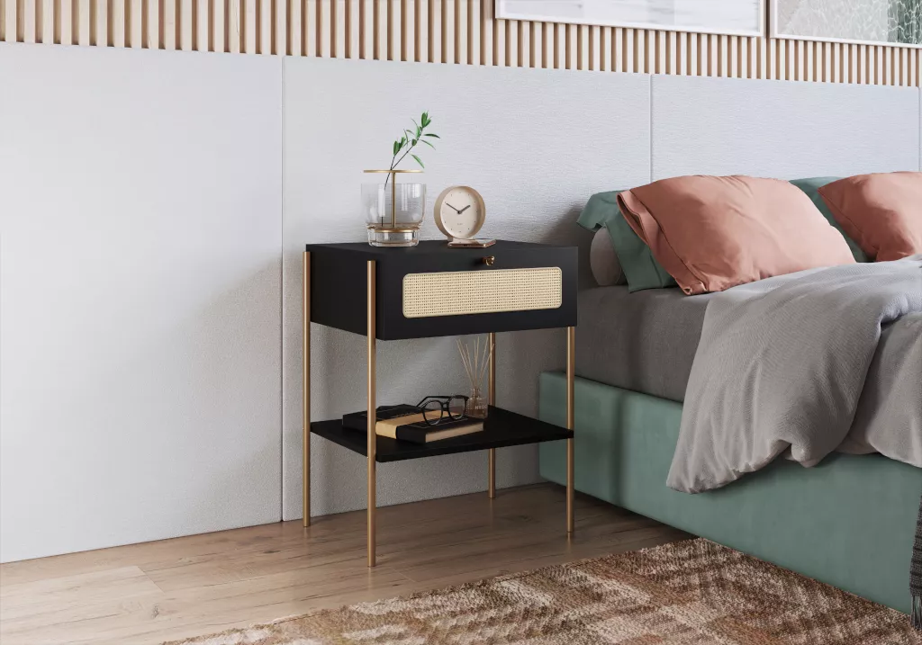 Mesa de Cabeceira Oslo Com 1 Gaveta Pés Em Aço