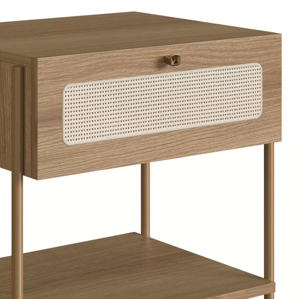 Mesa de Cabeceira Oslo Com 1 Gaveta Pés Em Aço