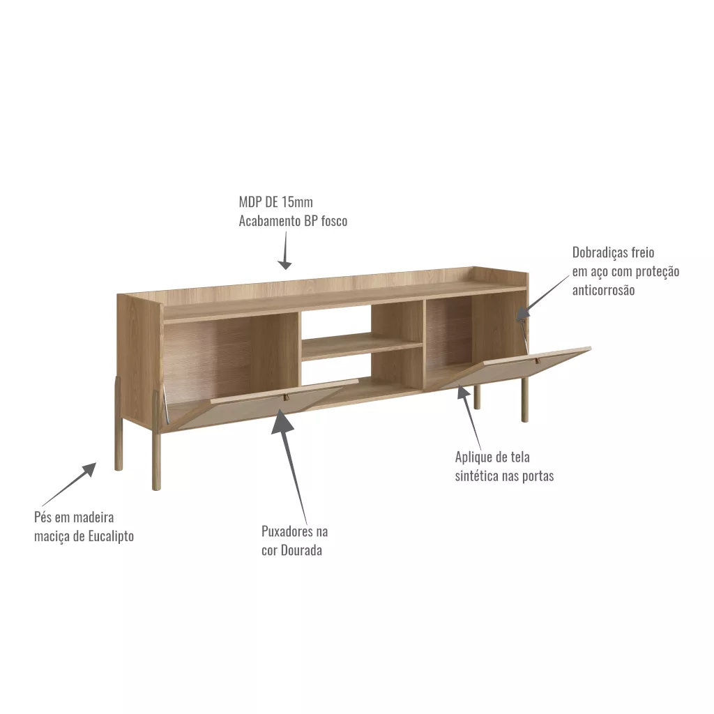 Rack Oslo Pés Em Madeira