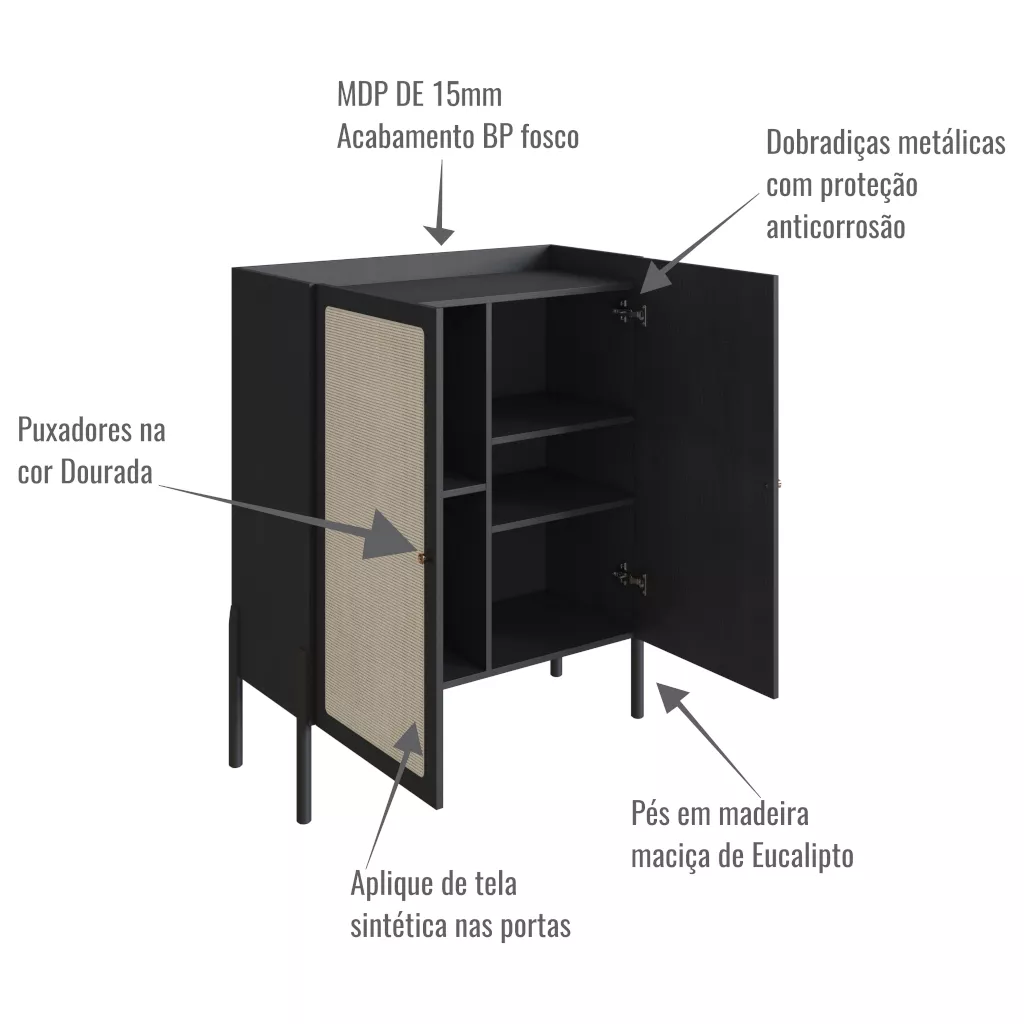 Armário Oslo Pés Em Madeira