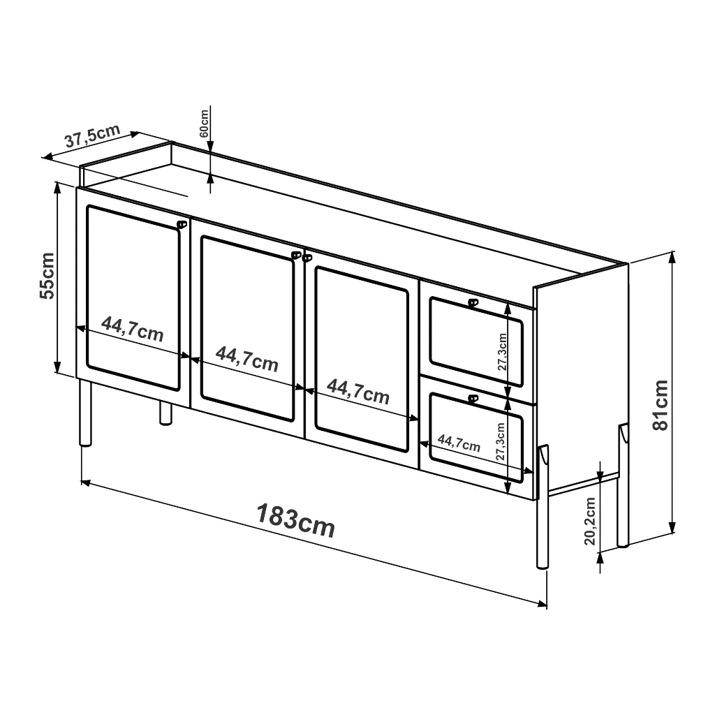 Balcão Buffet Oslo Pés Em Madeira