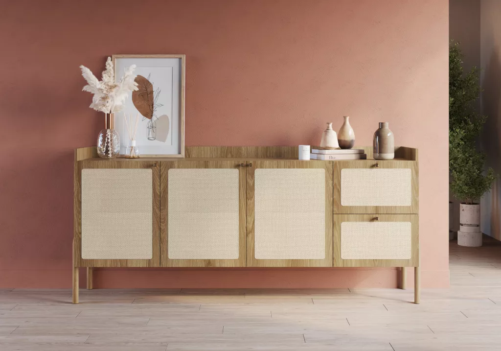 Balcão Buffet Oslo Pés Em Madeira