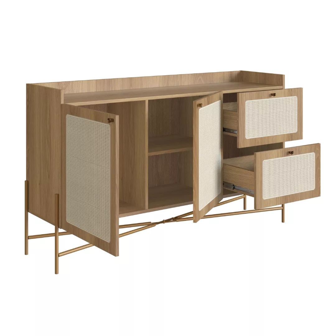 Balcão Buffet Oslo 139cm Pés Em Aço