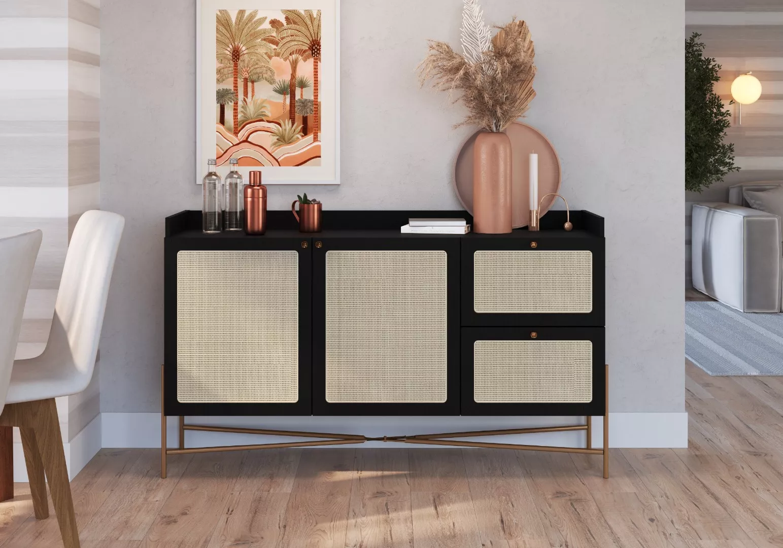 Balcão Buffet Oslo 139cm Pés Em Aço