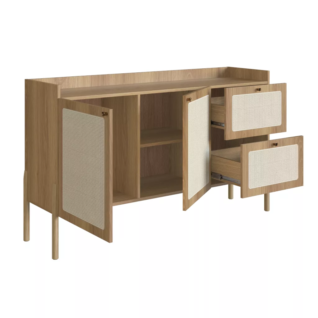 Balcão Buffet Oslo 139cm Pés Em Madeira