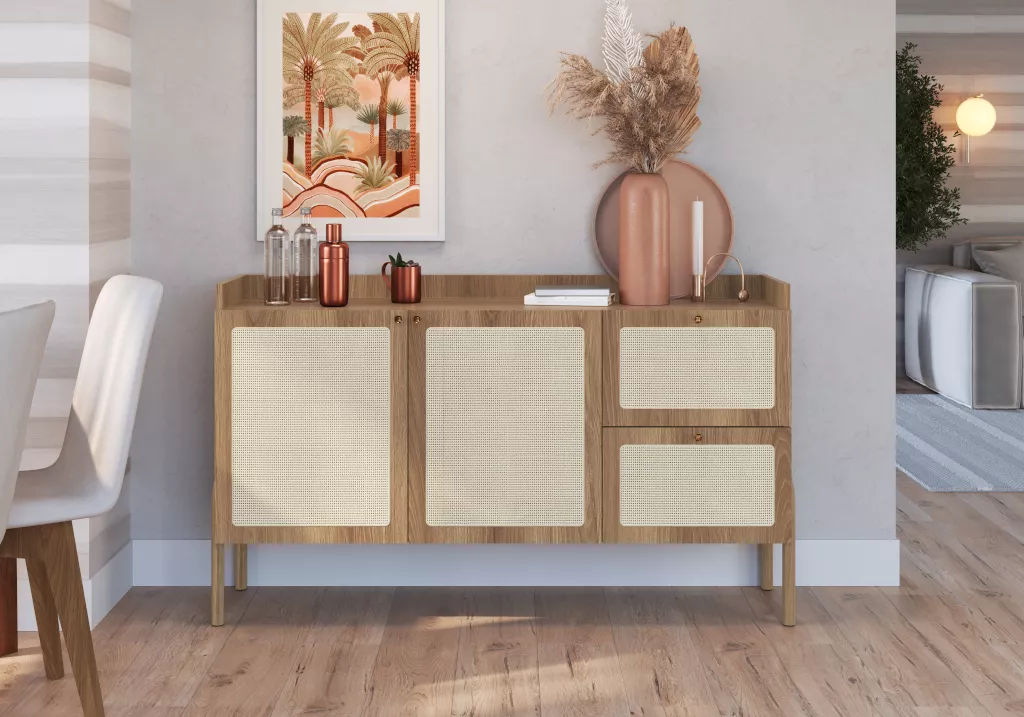 Balcão Buffet Oslo 139cm Pés Em Madeira