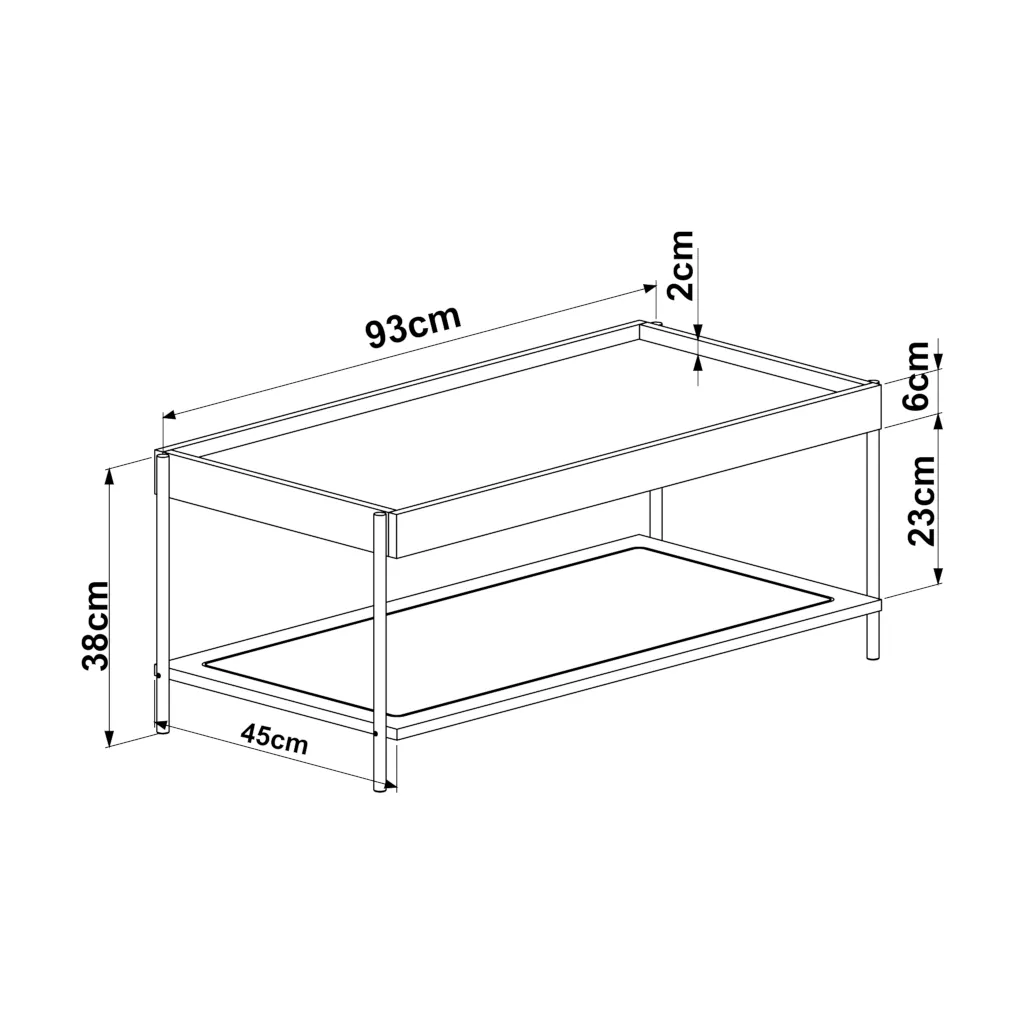 Mesa de Centro Oslo Pés Metálicos 