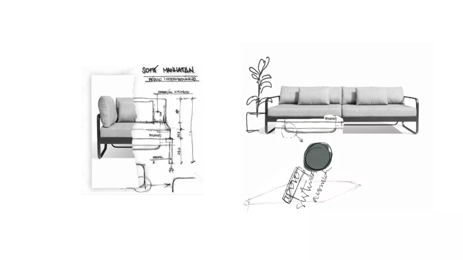Módulo Manhatan Puff Com Madeira