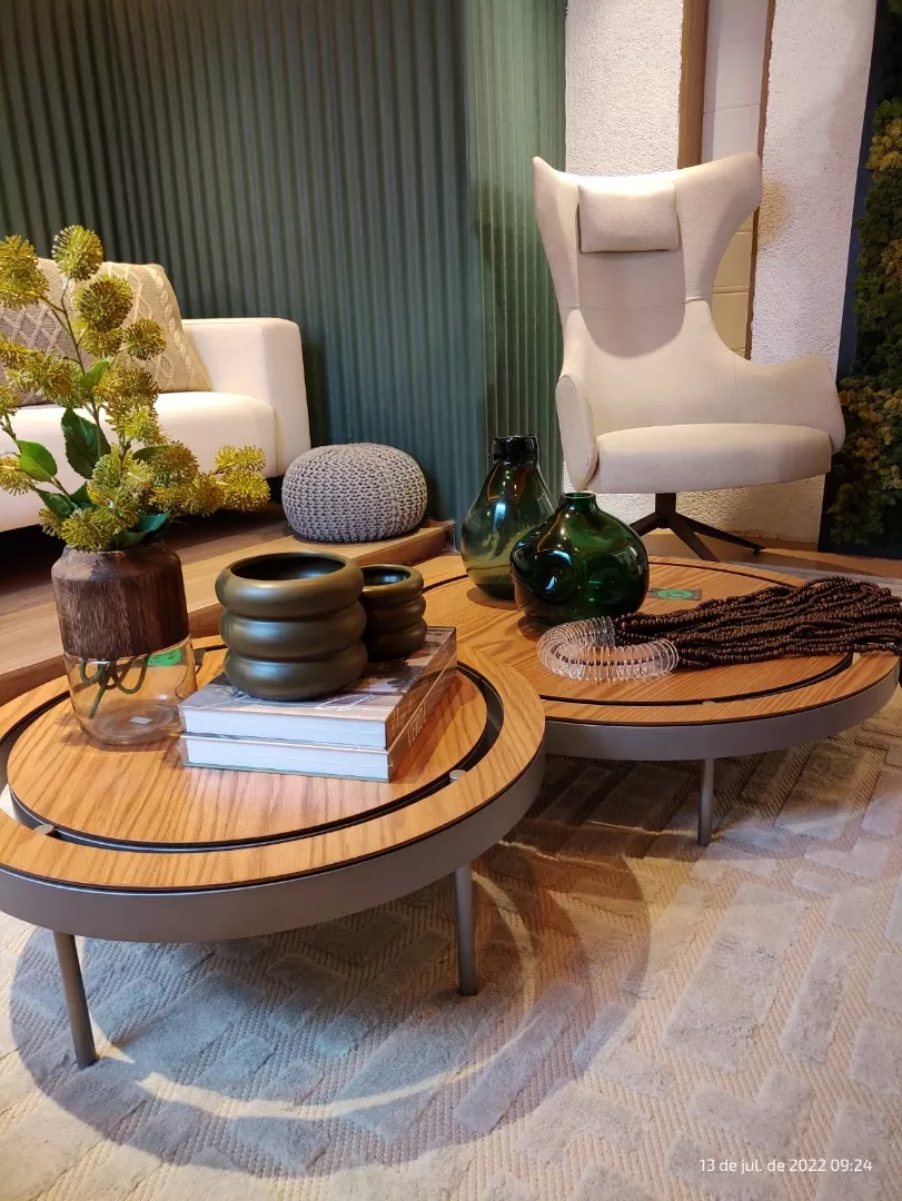 Conjunto Mesa de Centro Frame Redonda