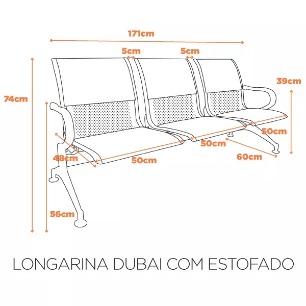 Longarina Dubai 3 Lugares Completa