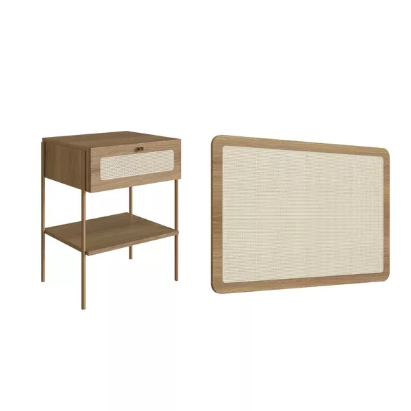 Conjunto Oslo Cabeceira Solteiro + Mesa De Cabeceira Com 1 Gaveta